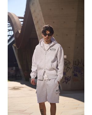 Nicce London Elevate Zip Thru Hoodie & Shorts Set - White