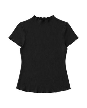 No Emotions Cuff Sleeve Top - Black