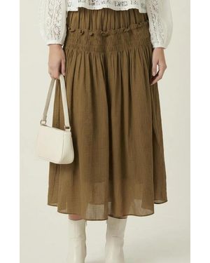 Modenaire Smocked Tiered Ruffle-Trim Flowy Maxi Skirt - Natural