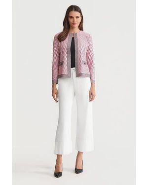 Ming Wang Family Savvy Heritage Shell Stitch Knit Jacket - Purple