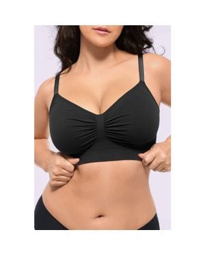 Shapellx Wireless Seamless Comfy Non Padded V Neck Bra - Black