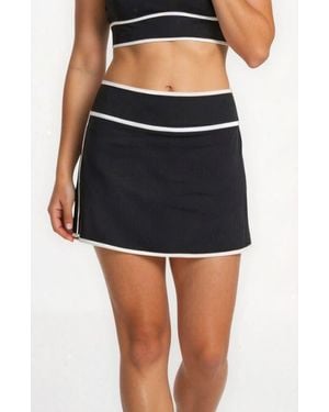 Calypsa Short Swim Skirt Two-Toned Collection - Black
