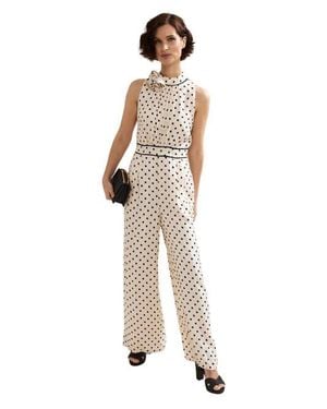 Phase Eight Marilee High-Neck Pleated Front Jumpsuit - White