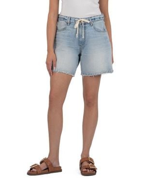 Kut From The Kloth Holly Drawstring Waist Mid Thigh Denim Shorts - Blue
