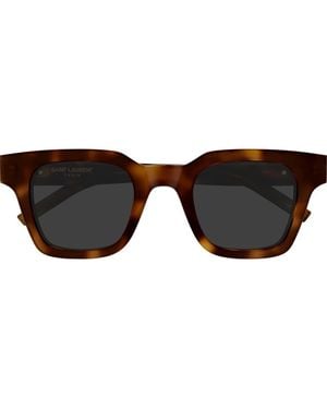 Saint Laurent 47Mm Small Rectangular Sunglasses - Brown