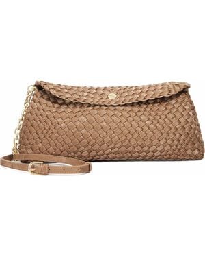 Dune Encourage Us Woven Faux Leather Clutch - Natural