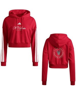 adidas Nc State Wolfpack Campus Queen Cropped Pullover Hoodie - Red