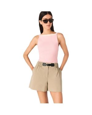 Maje High Straight-Neck Top - Natural