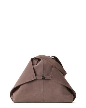 Akris Medium Ai Suede Convertible Shoulder Tote - Brown
