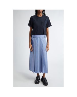 ■sacai■サカイ■Mixed Media Poplin & Jersey Midi Dress■ Sacai Mixed Media Poplin & Jersey Midi Dress in Blue | Lyst