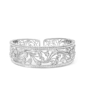 Haus of Brilliance 18K 3 1/4 Cttw Diamond Openwork Bangle Cuff Bracelet - White