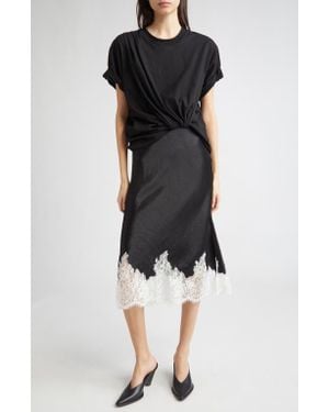 3.1 Phillip Lim Draped T-Shirt Slip Combo Dress - Black