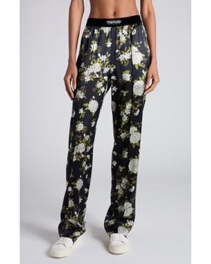 Tom Ford Floral Silk Pants in Gray | Lyst