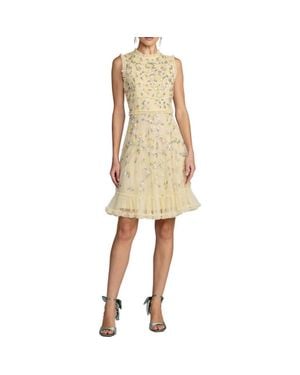 Mac Duggal Pearl Beaded Square Neck Mini Dress in White | Lyst