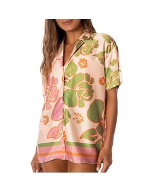 Maaji Floating Blooms Noise Cover-Up Shirt - Orange