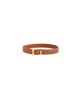 Esterah Cube Buckle Goldtone 35Mm Leather Belt - White