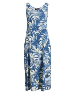 Connected Apparel Lace Up Back Sleeveless Midi Dress - Blue