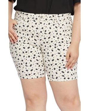NYDJ Ella Print Side Slit Denim Shorts - Multicolor