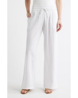 Caslon Wide Leg Gauze Pants - White