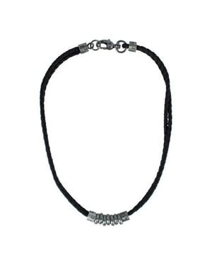 Trafalgar Davinci Vegan Leather Metal Bead And Ring Necklace - Metallic