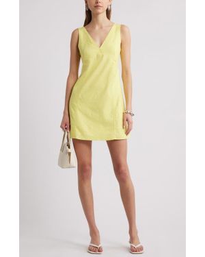Open Edit Sleeveless Linen Blend Minidress - Yellow