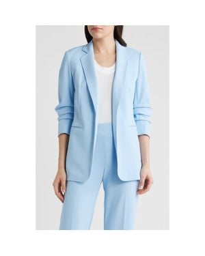 Anne Klein Scrunch Sleeve Open Front Jacket - Blue