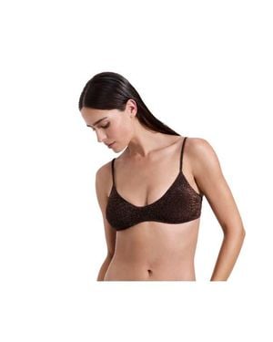 Luma Gottex Luna Textured Shimmer Scoop Neck Bikini Top - Brown