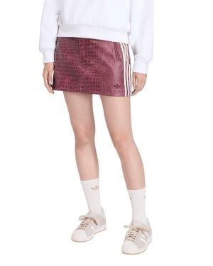 adidas Originals Croc Embossed Faux Leather Miniskirt - Red