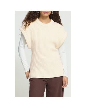 Ichi Ihaerin Ribbed Sweater Vest - Natural