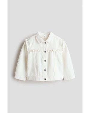 H&M Ruffle-Trimmed Twill Jacket - Natural