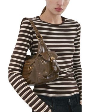Mango Stripe Long Sleeve T-Shirt - Brown