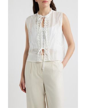 DELUC Rodas Lace Sleeveless Top - White