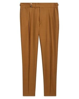 Isaia Unito Pleated Wool, Mohair & Silk Pants - Brown