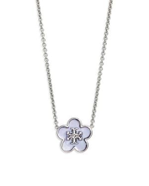 Tory Burch Kira Mother-Of-Pearl Flower Pendant Necklace - White
