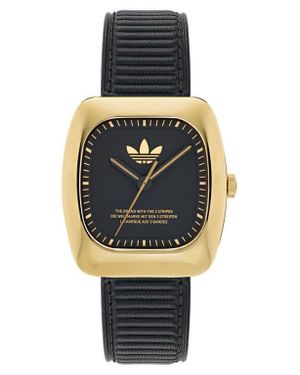 adidas Retro Wave One Leather Strap Watch, 37Mm - Black