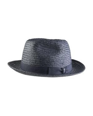 Wigéns Classic Straw Fedora With Grosgrain Hatband - Blue