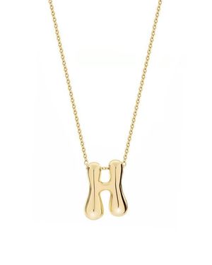 Jane Basch Puffed Initial Pendant Necklace - Metallic