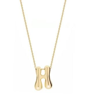 Jane Basch Puffed Initial Pendant Necklace - Metallic