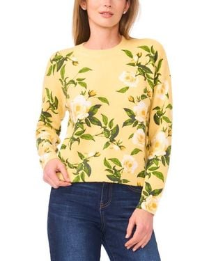 Cece Floral Brushed Sweater - Yellow
