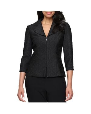 Alex Evenings Textured Jacquard Jacket - Black