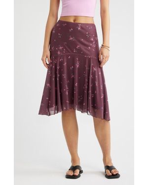 BP. Drop Waist Handkerchief Midi Skirt - Red