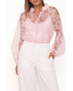 Petal & Pup Marni Floral Organza Button-Up Shirt - Pink