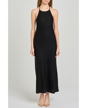 Wayf Lucienne Strappy Back Linen Blend Maxi Dress - Black
