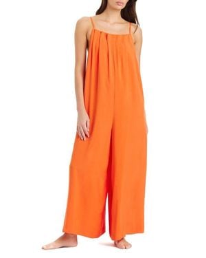 Sanctuary Pleated Cover-Up Overalls - Orange
