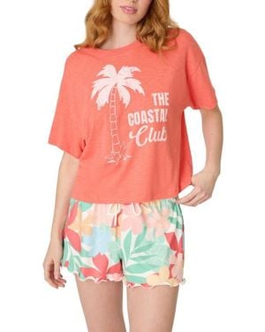 Pj Salvage Coastal Club Short Sleeve Graphic T-Shirt - Red