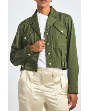 10 Crosby Derek Lam Celinora Crop Twill Jacket - Green