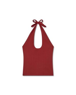 VIR VITA Pauline Pointelle Halter Top - Red