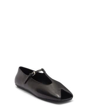 Jeffrey Campbell Keeneland T-Strap Peep Toe Flat - Black