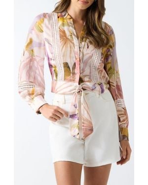 Guess Zahara Print Tie Front Shirt - White