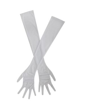 Miss Circle Qira Mesh Opera-Length Gloves - White